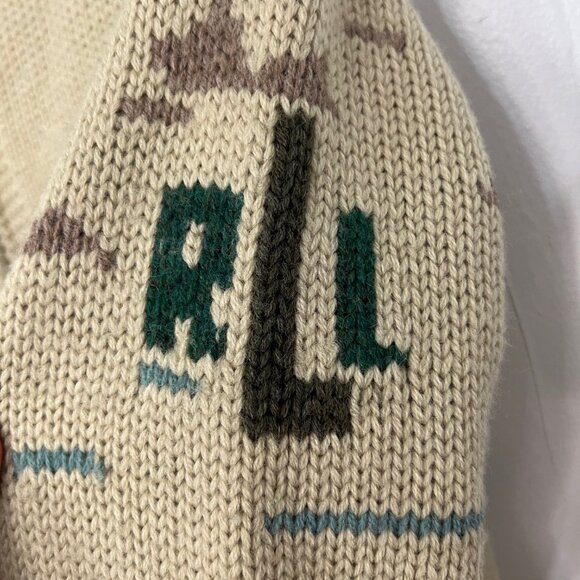 Hand Knit Lauren Ralph Lauren Landscape Novelty Wool Sweater Vintage Dog Small - Picture 5 of 8
